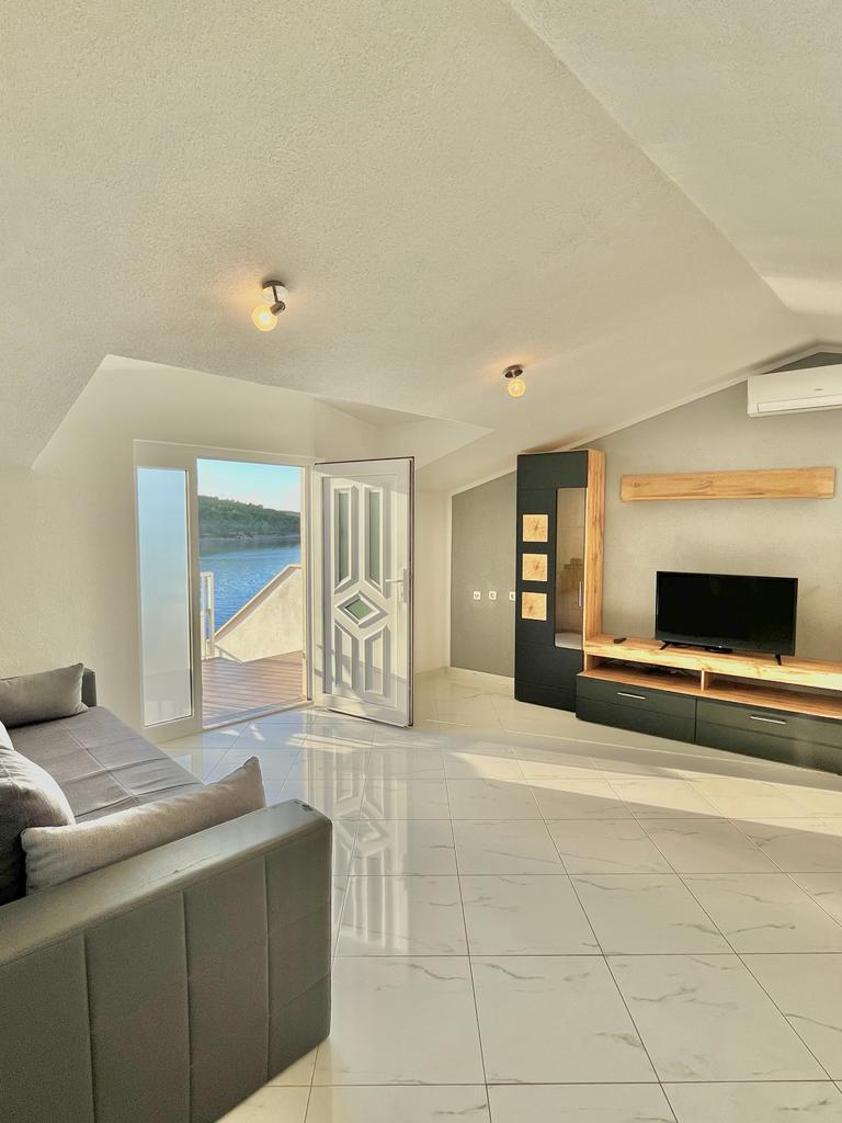 beautiful living room with a sea view